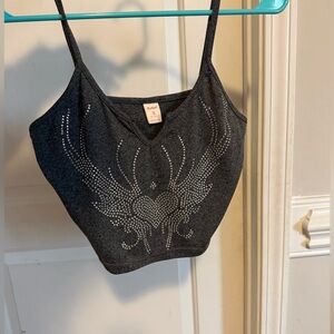 ROMWE Black Tank Top with Silver Accents